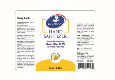 Euz- Clean (60ml Wrap Up Euz Clean Hand Sanitizer  01)